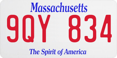 MA license plate 9QY834