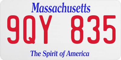 MA license plate 9QY835