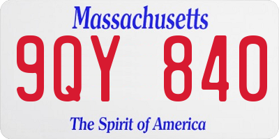 MA license plate 9QY840