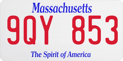 MA license plate 9QY853