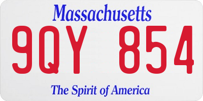 MA license plate 9QY854