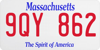 MA license plate 9QY862