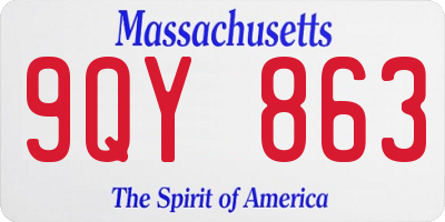 MA license plate 9QY863