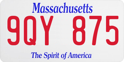 MA license plate 9QY875