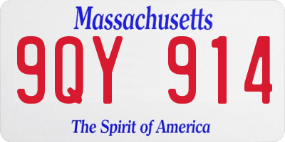 MA license plate 9QY914