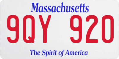 MA license plate 9QY920