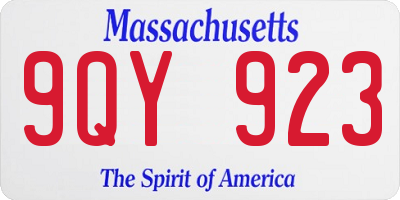 MA license plate 9QY923