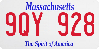 MA license plate 9QY928