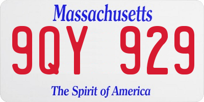 MA license plate 9QY929
