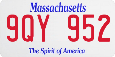 MA license plate 9QY952