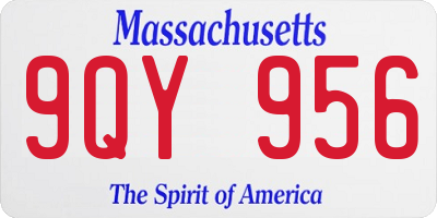 MA license plate 9QY956