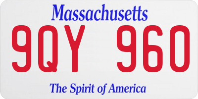 MA license plate 9QY960
