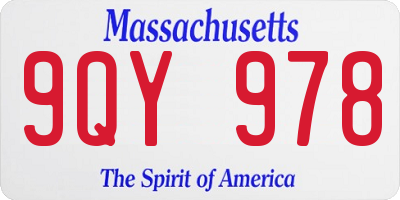 MA license plate 9QY978