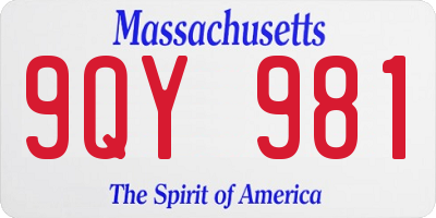 MA license plate 9QY981