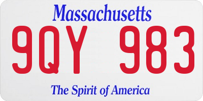 MA license plate 9QY983