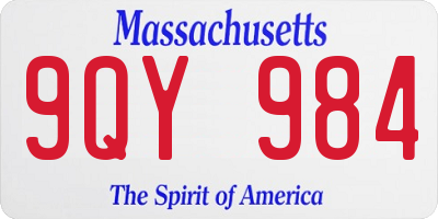 MA license plate 9QY984