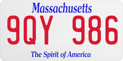 MA license plate 9QY986