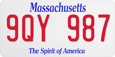 MA license plate 9QY987