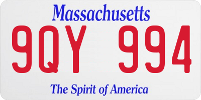MA license plate 9QY994