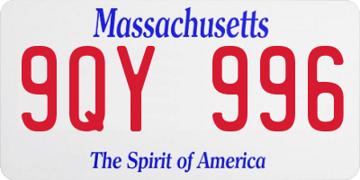 MA license plate 9QY996