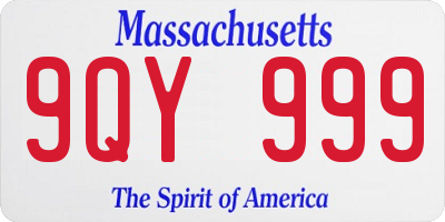 MA license plate 9QY999