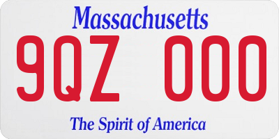 MA license plate 9QZ000