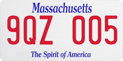 MA license plate 9QZ005