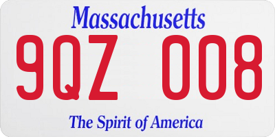 MA license plate 9QZ008