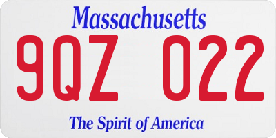 MA license plate 9QZ022