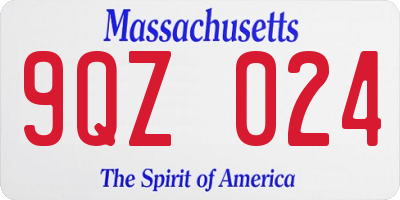 MA license plate 9QZ024