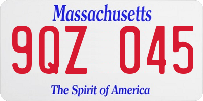 MA license plate 9QZ045