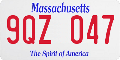MA license plate 9QZ047