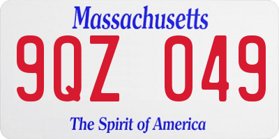 MA license plate 9QZ049