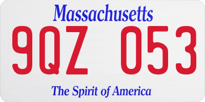 MA license plate 9QZ053