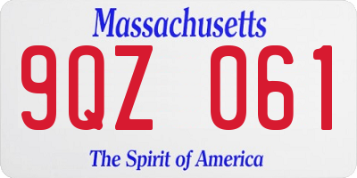 MA license plate 9QZ061