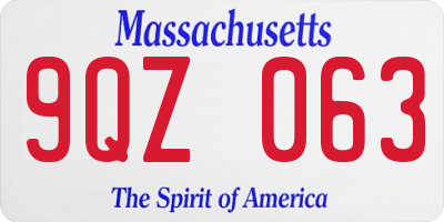 MA license plate 9QZ063