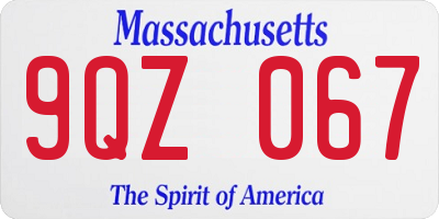 MA license plate 9QZ067