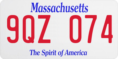 MA license plate 9QZ074