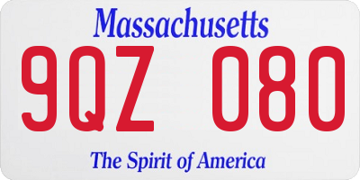 MA license plate 9QZ080