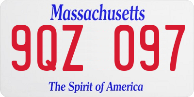 MA license plate 9QZ097