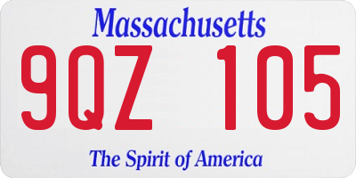 MA license plate 9QZ105
