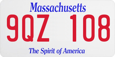 MA license plate 9QZ108