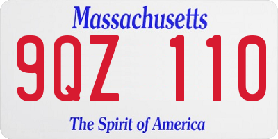 MA license plate 9QZ110