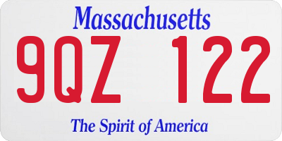 MA license plate 9QZ122