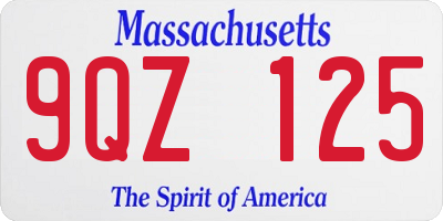 MA license plate 9QZ125