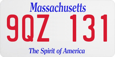 MA license plate 9QZ131