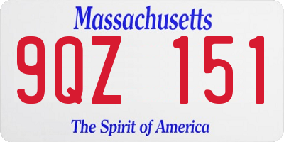MA license plate 9QZ151