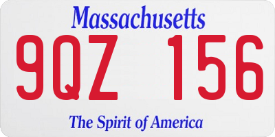MA license plate 9QZ156