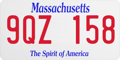 MA license plate 9QZ158