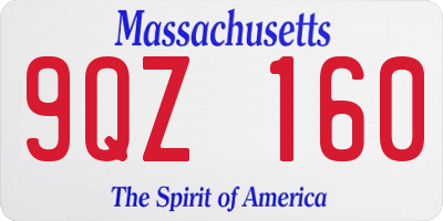 MA license plate 9QZ160